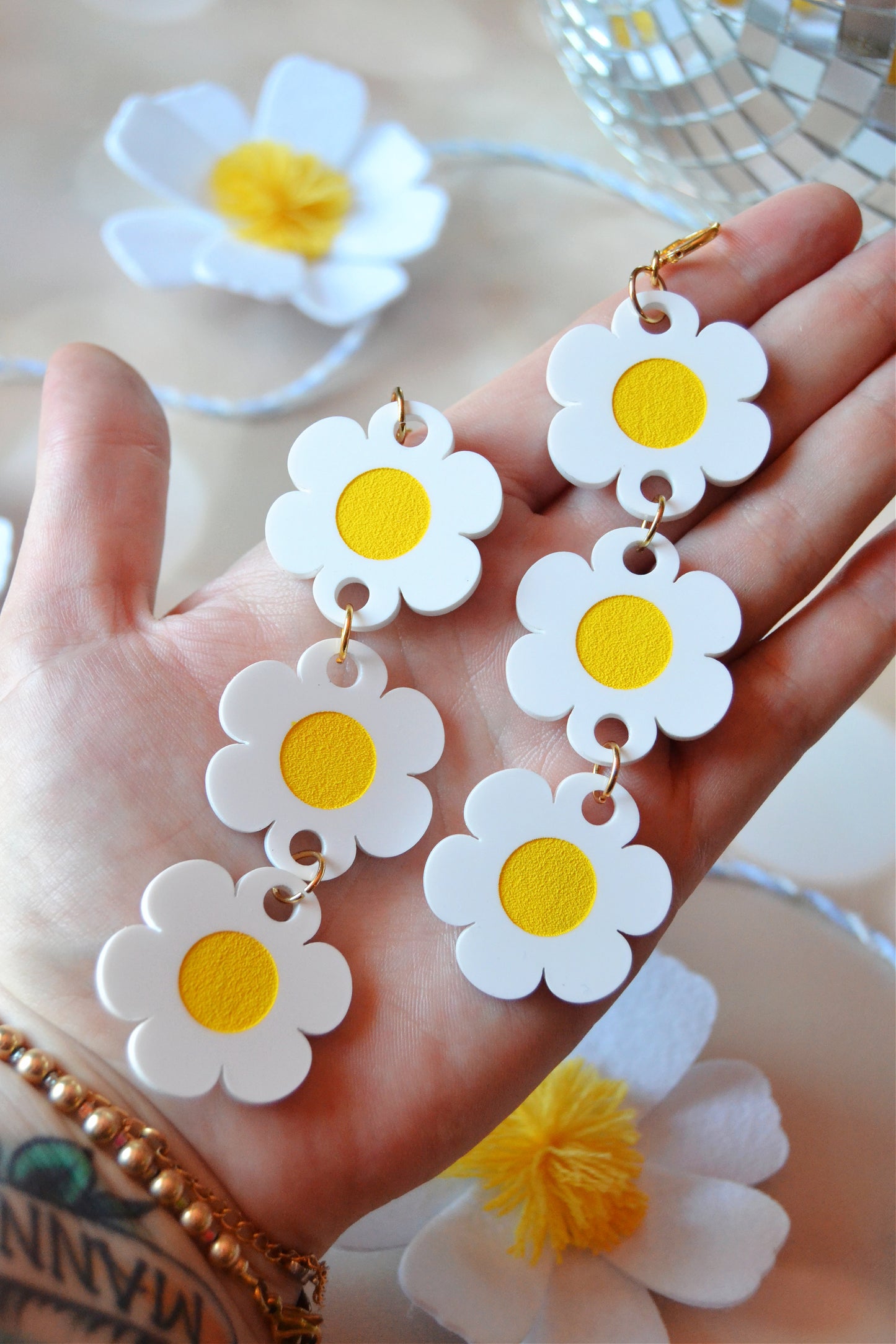 Triple Daisy Chain Earrings