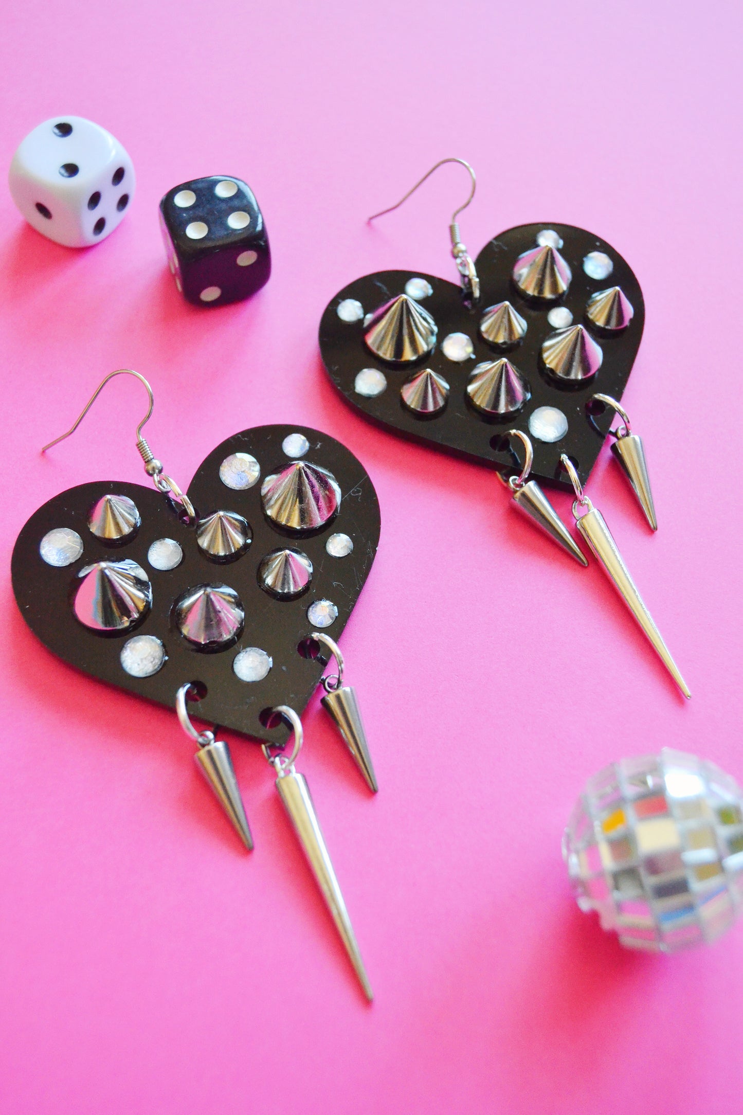 Studded & Spiked Heart Earrings