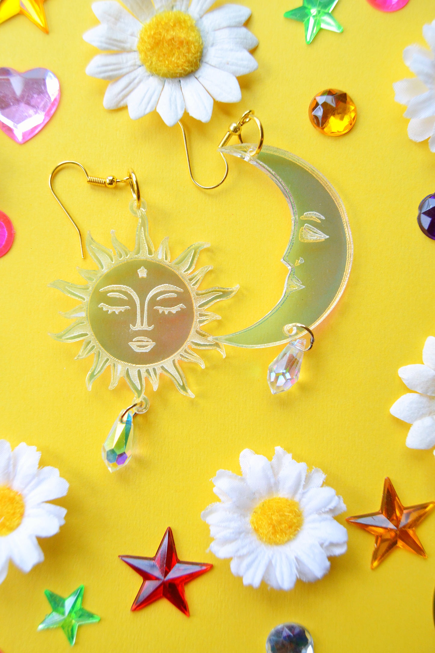 Celestial Sun Moon Suncatcher Earrings