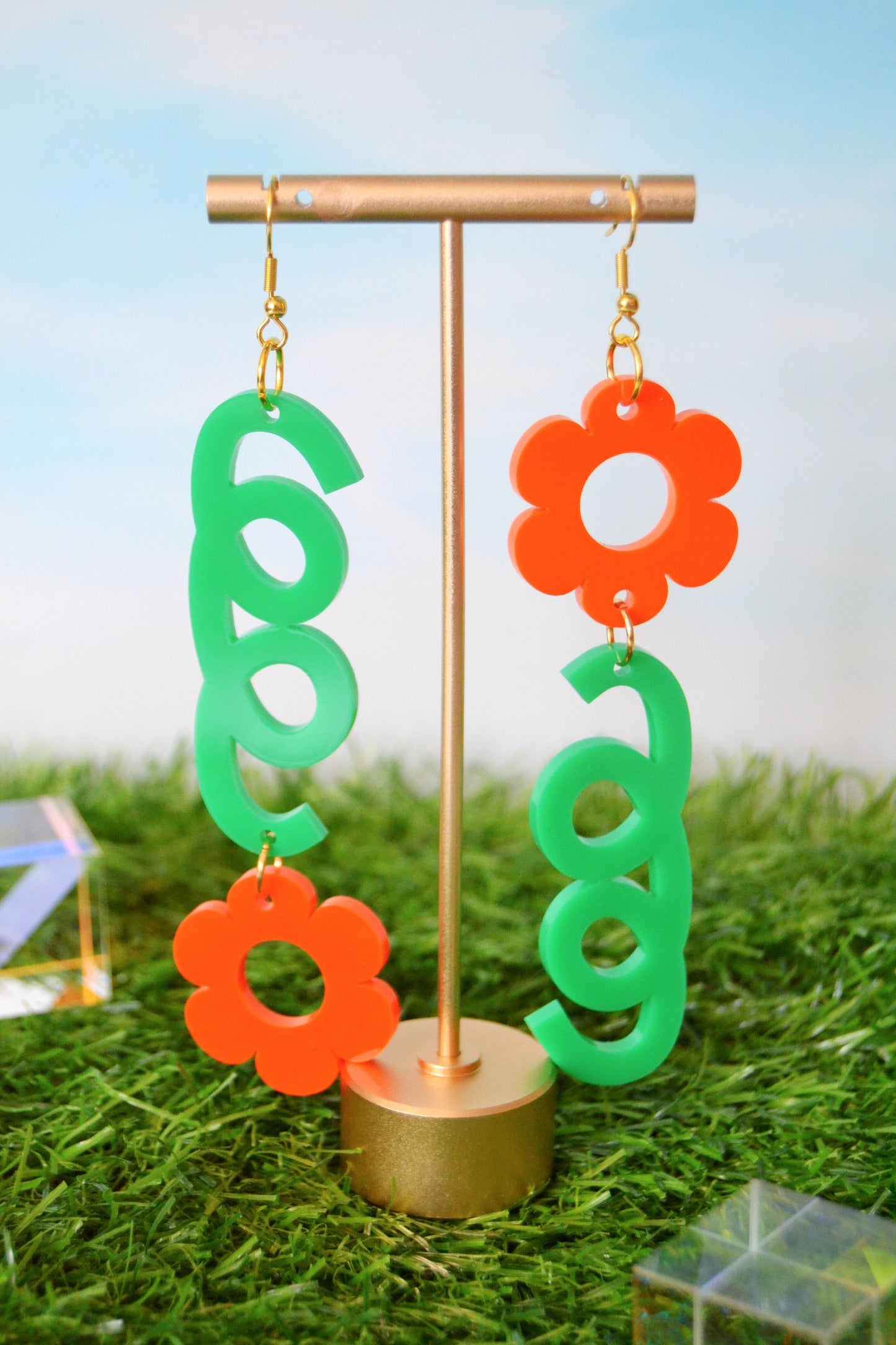 Whimsical Daisy Earrings in Orange