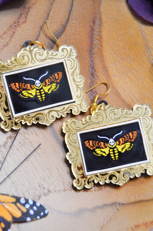 Framed Death Moth Earrings