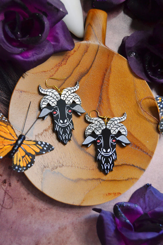 Creepy Goat Head Earrings