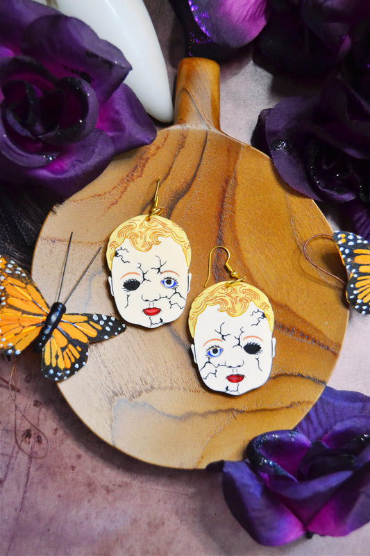 Haunted Doll Head Earrings
