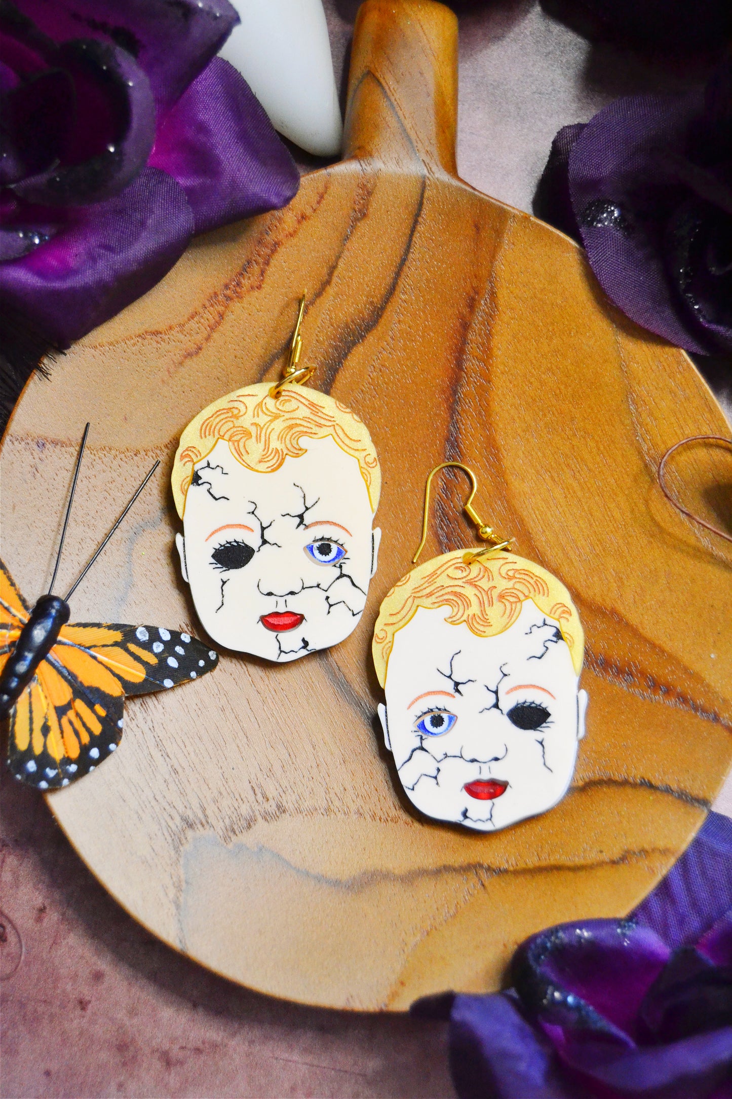 Haunted Doll Head Earrings