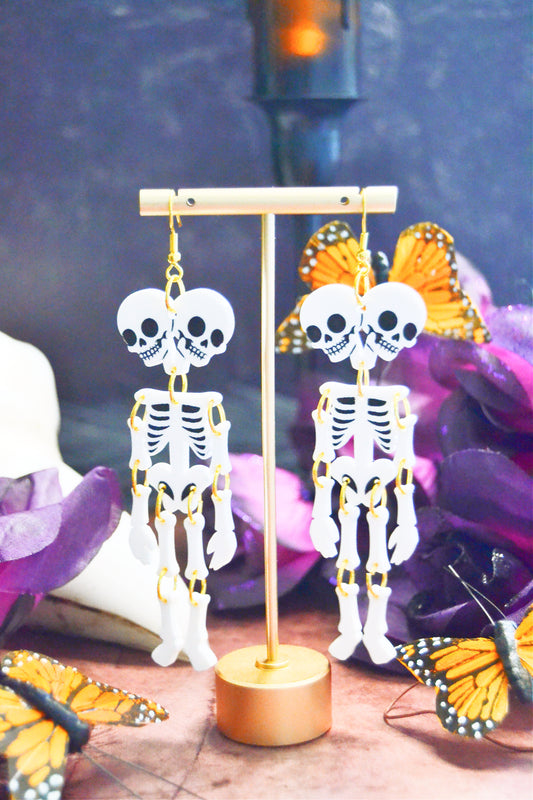 Conjoined Twin Skeleton Earrings