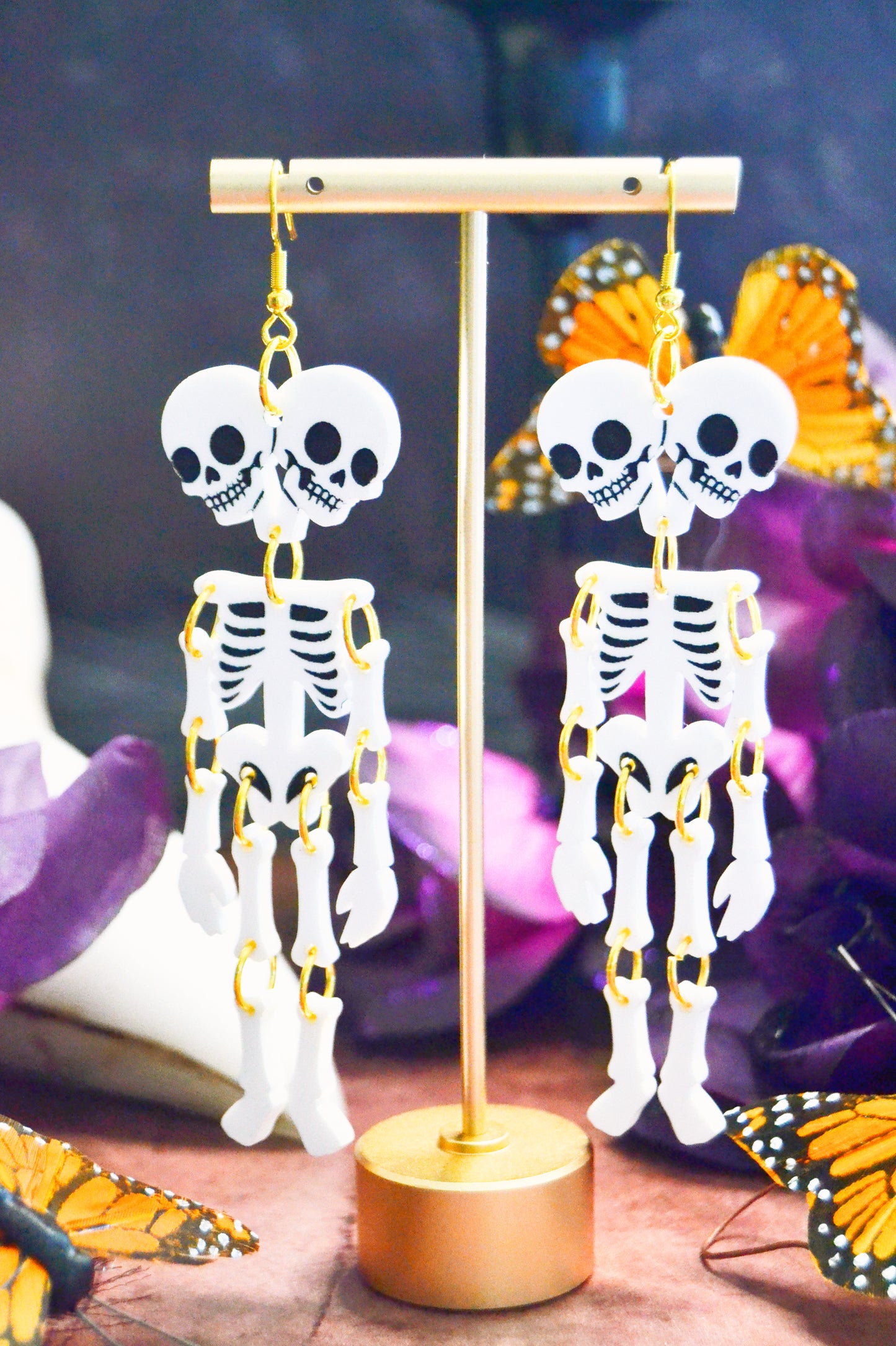 Conjoined Twin Skeleton Earrings
