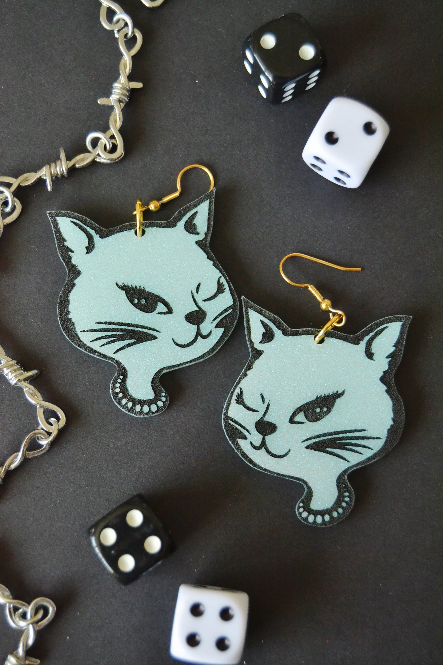 Winky Kitty Earrings