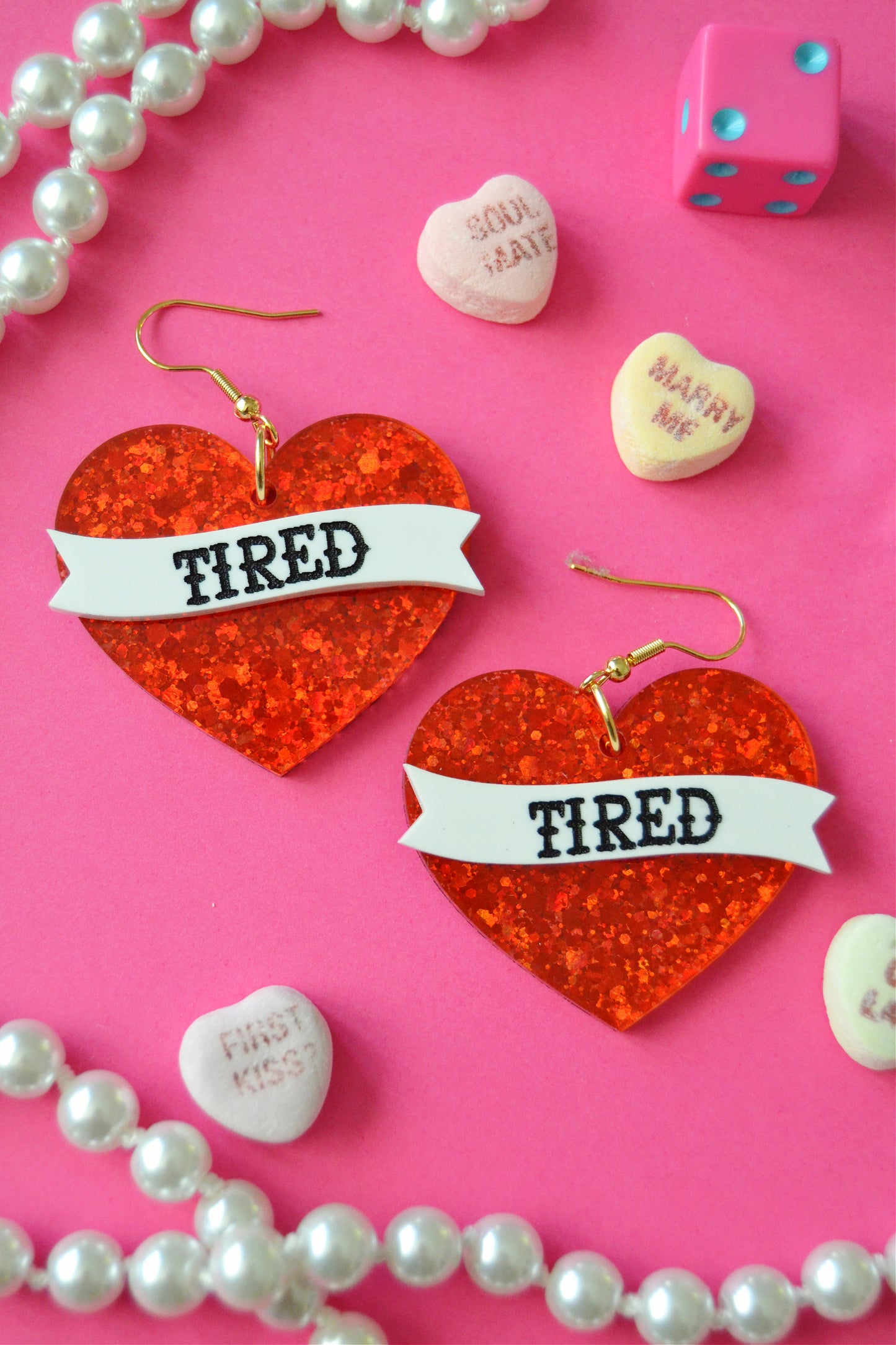 Tired Heart Banner Earrings