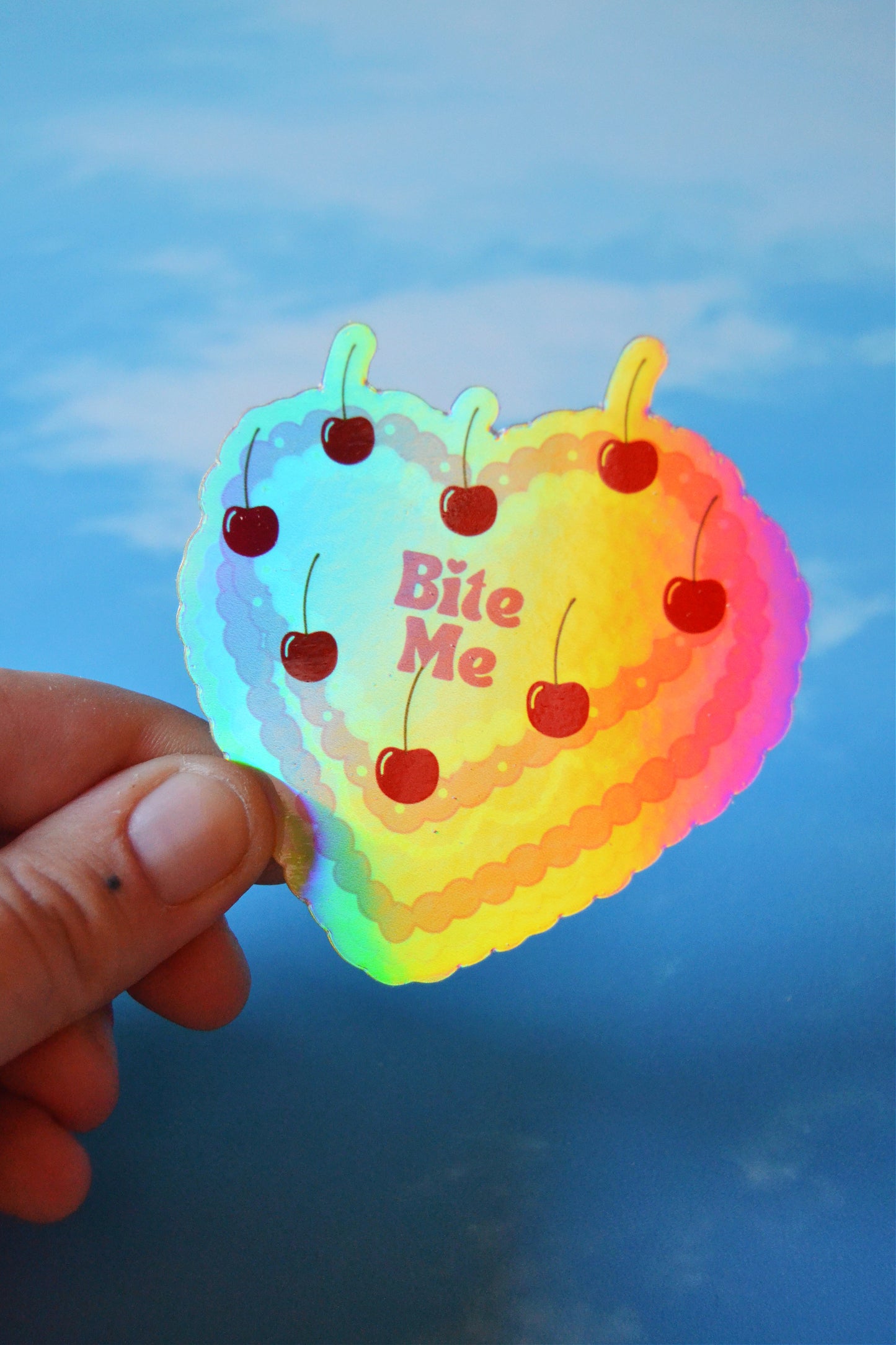Bite Me Cake Holographic Sticker