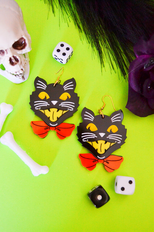 Retro Black Cat Earrings