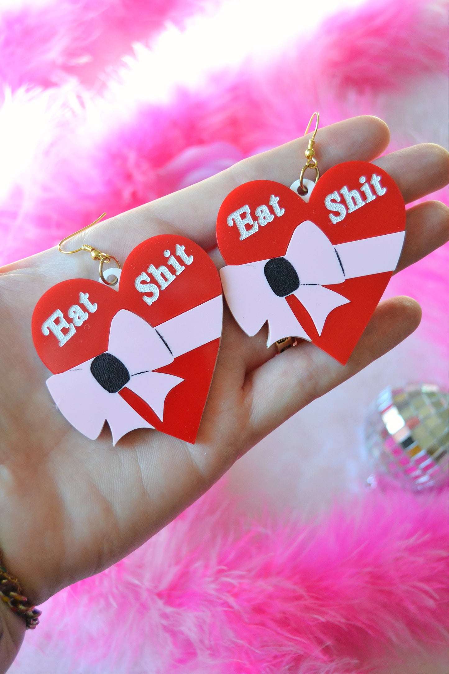 Eat Shit Heart Box Earrings