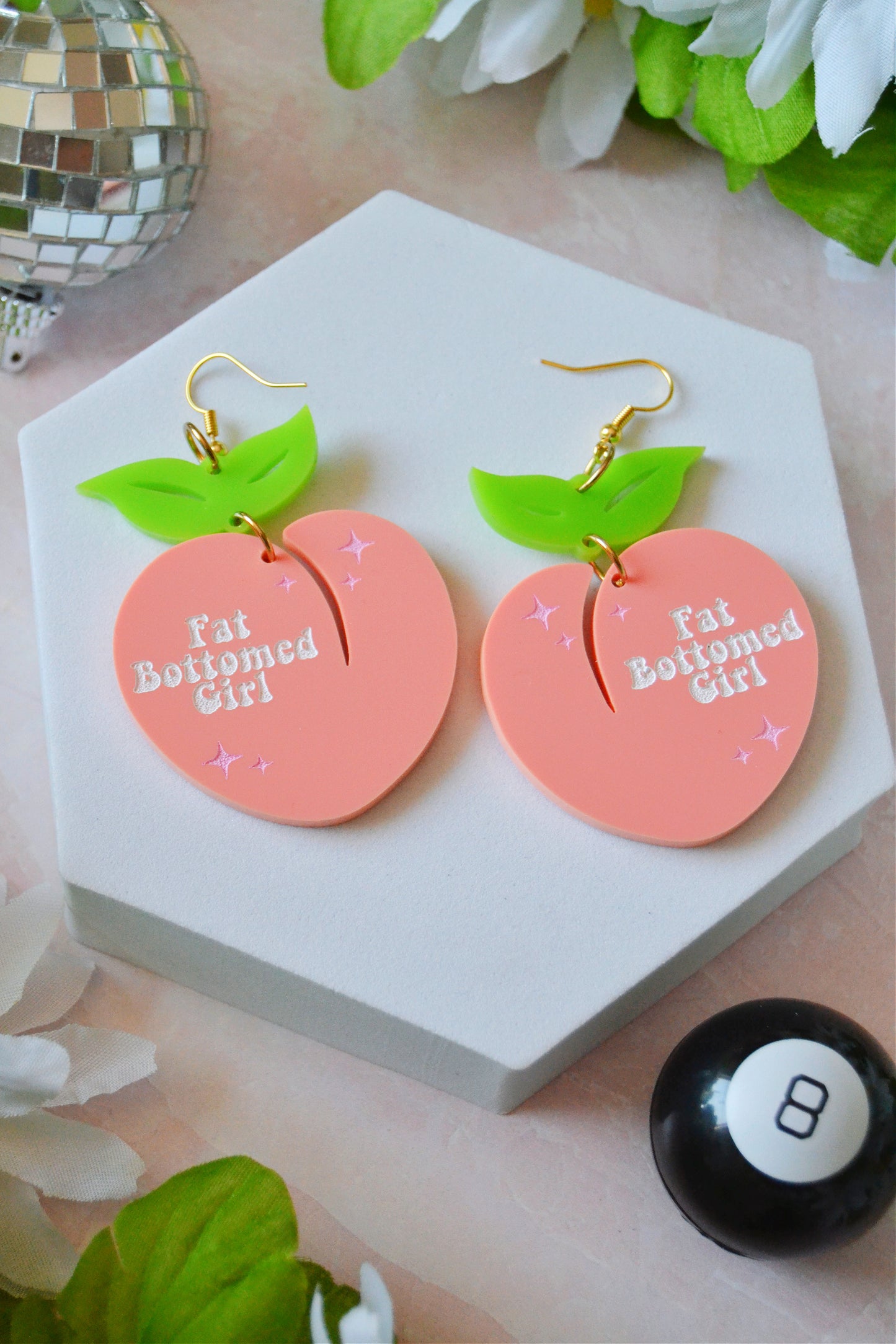 Fat Bottomed Girl Peach Earrings