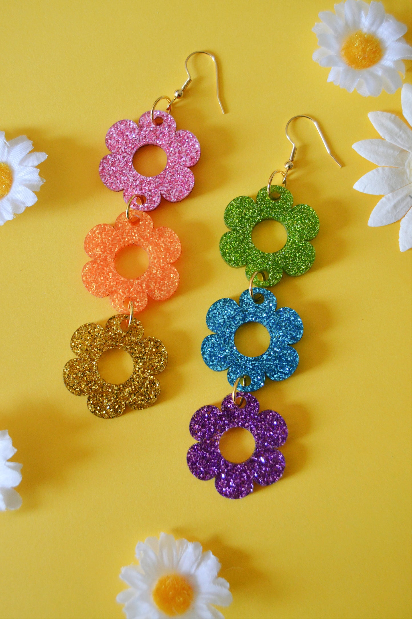 Glittery Daisy Chain Earrings