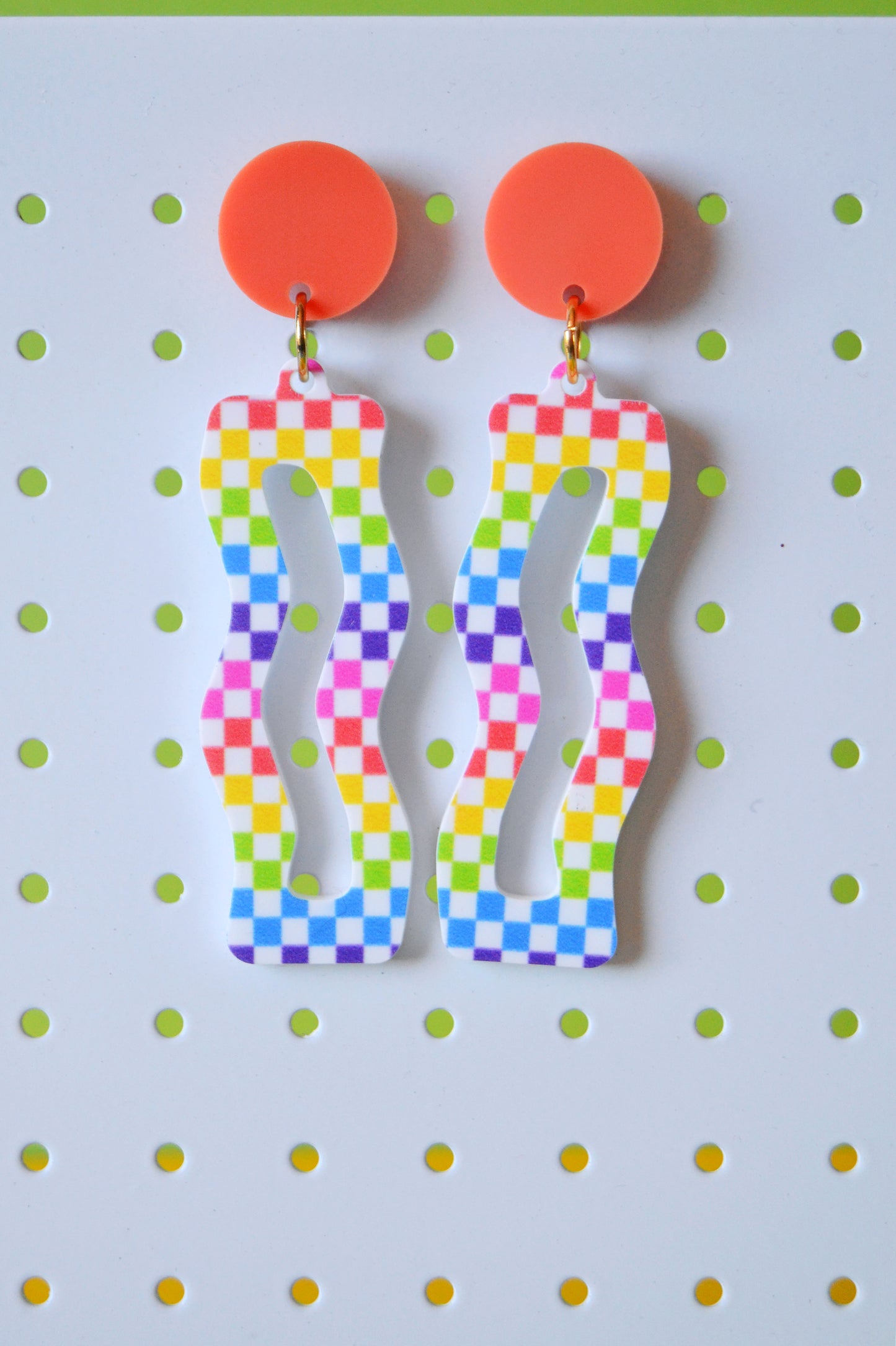 Wavy Checkerboard Earrings