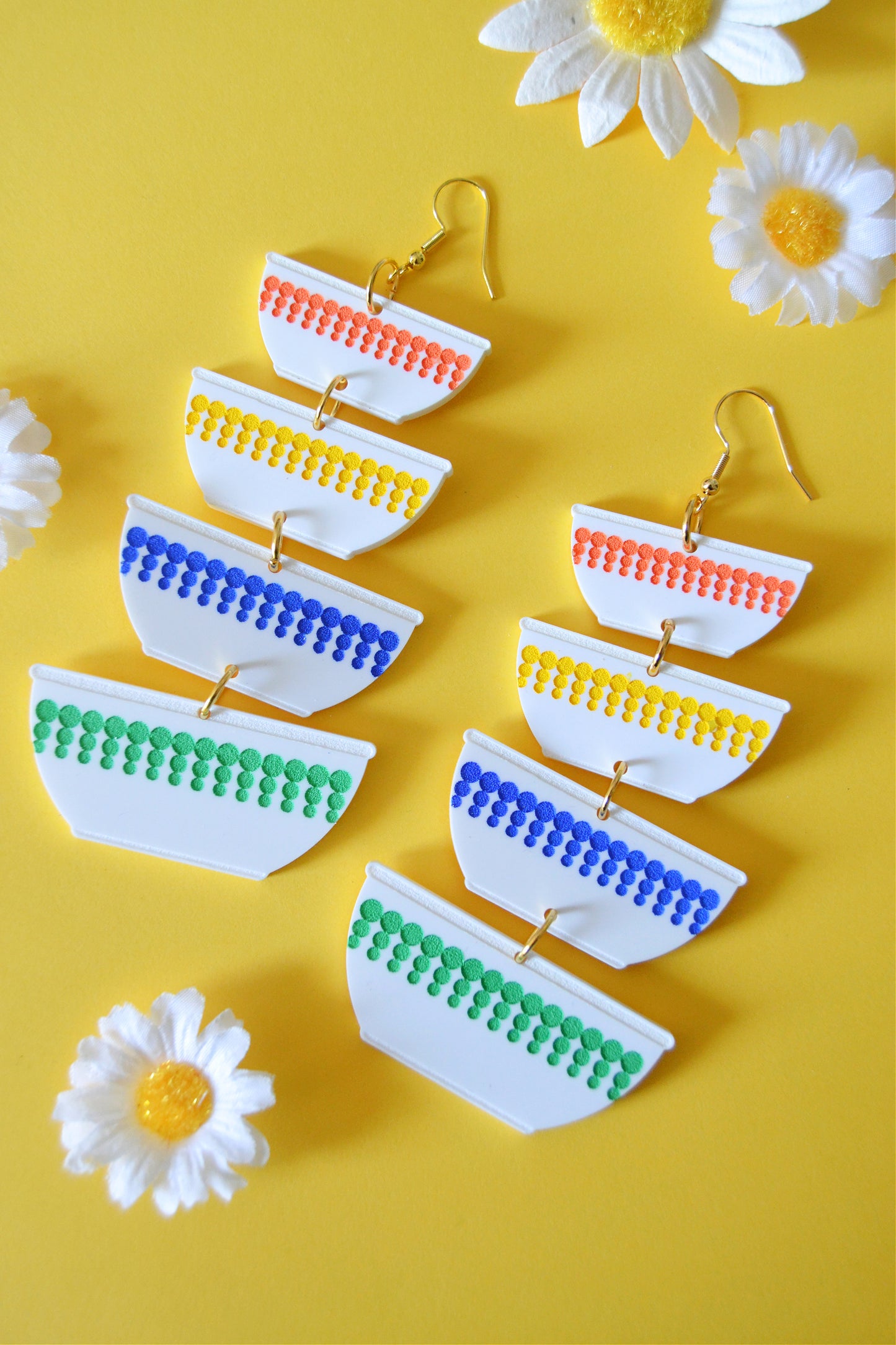 Pyrex Rainbow Dots Earrings