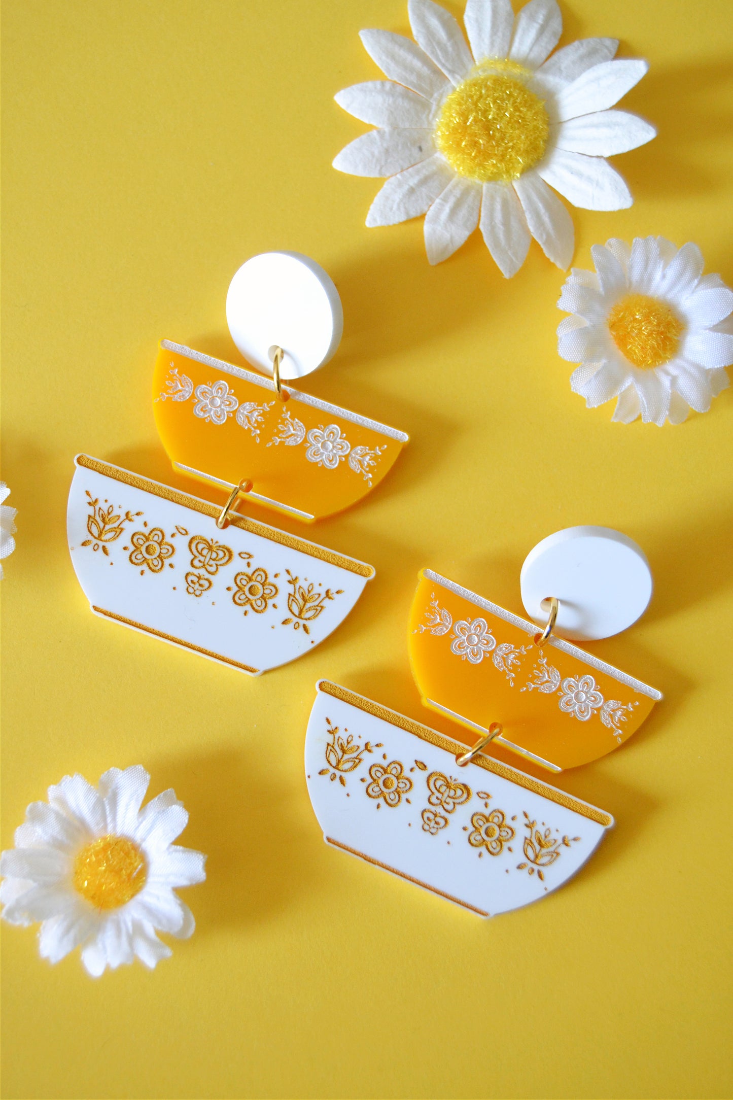 Pyrex Butterfly Gold Earrings