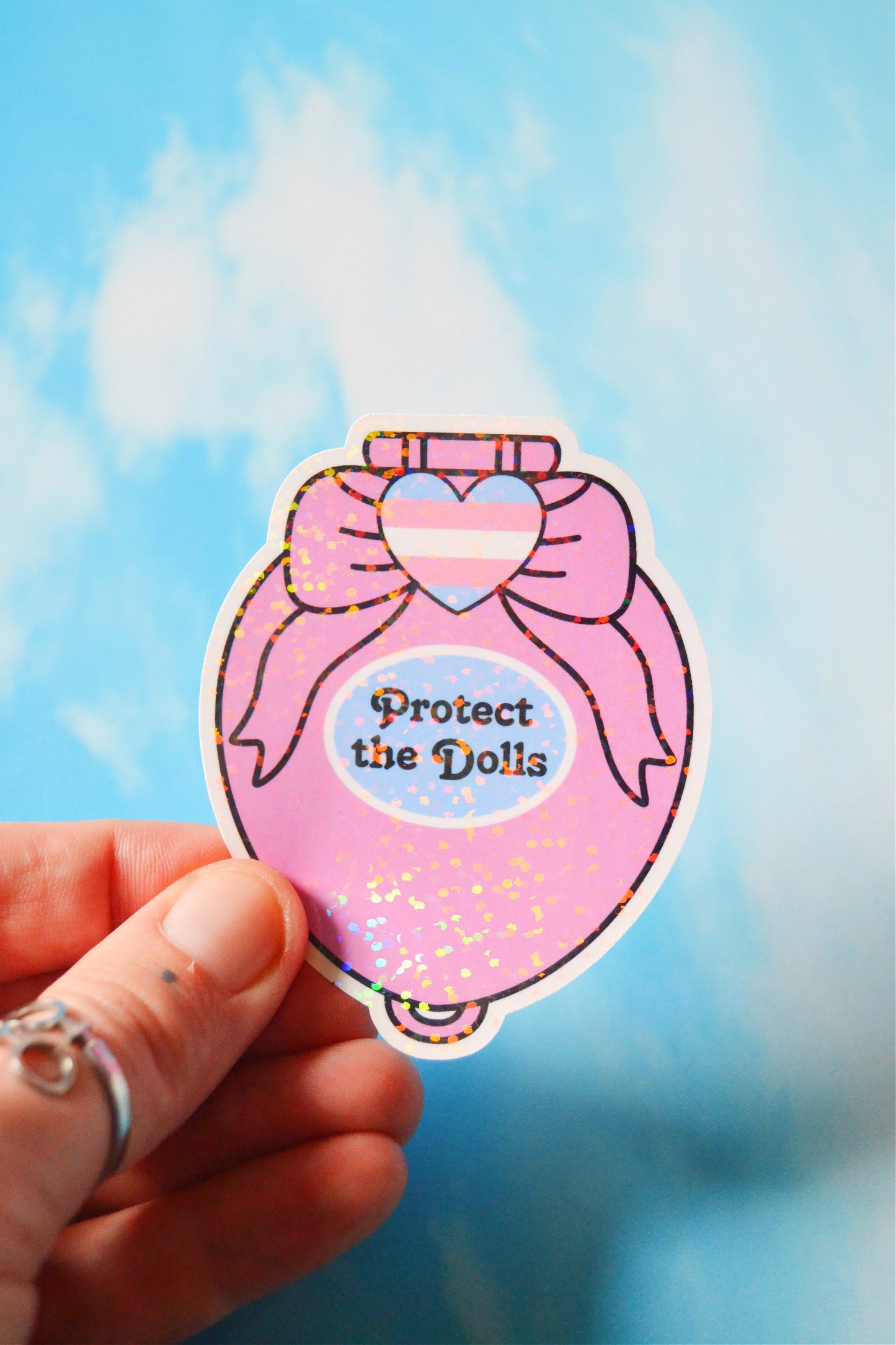 Protect the Dolls Glittery Vinyl Sticker