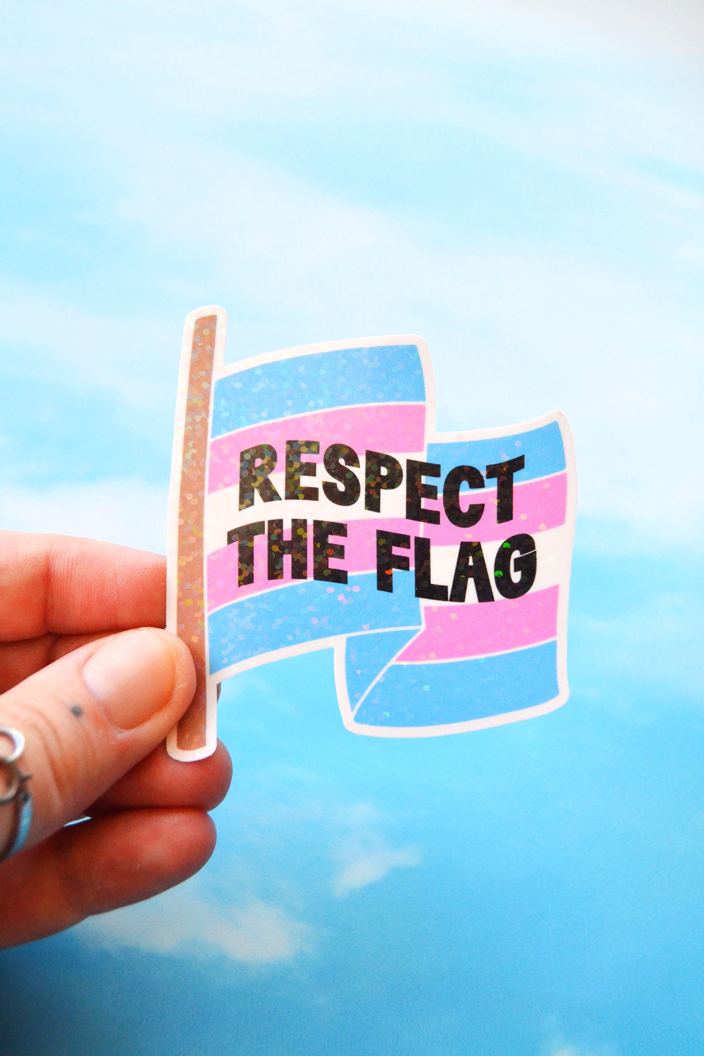 Respect the Flag (Trans) Glitter Vinyl Sticker