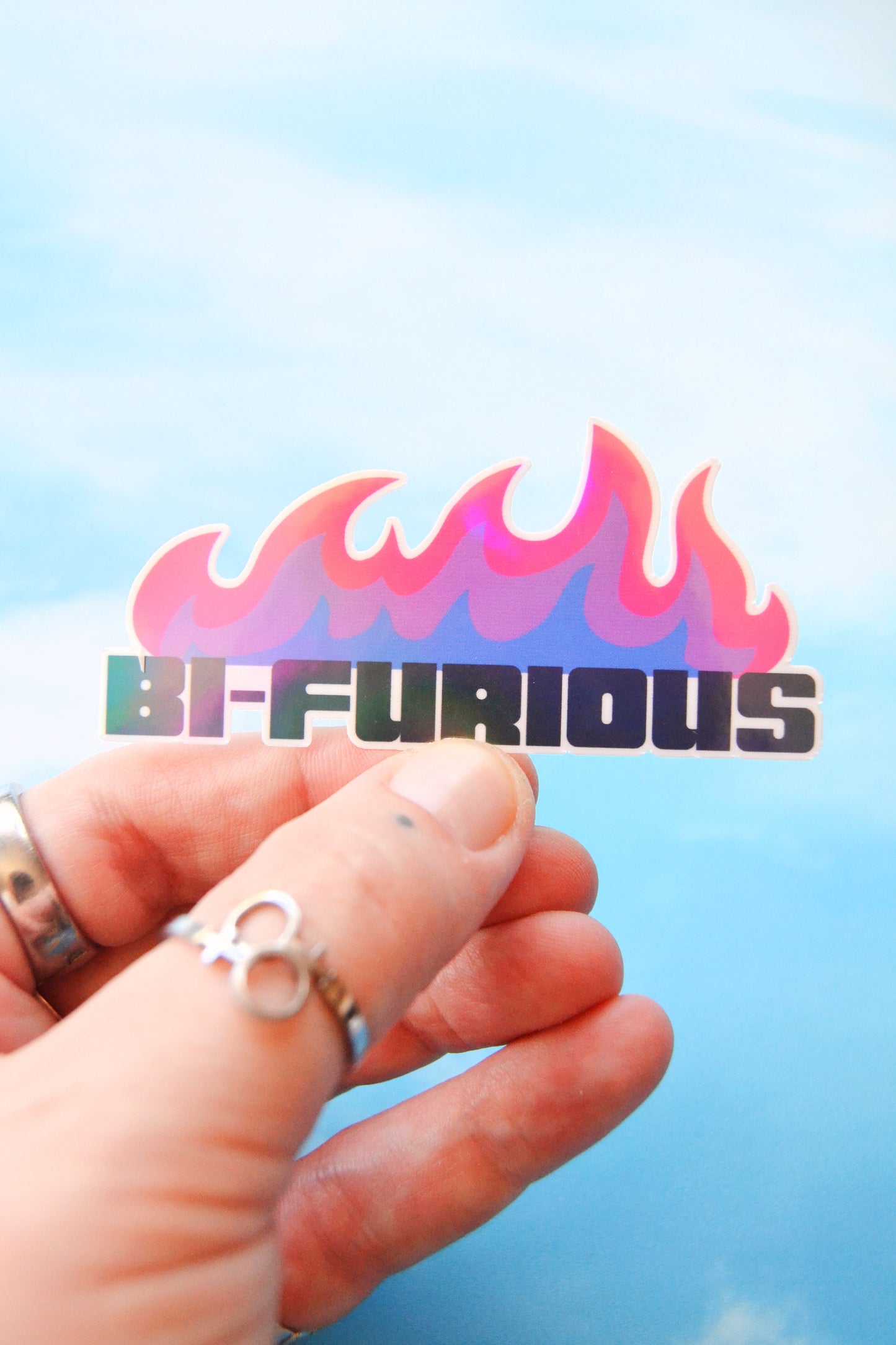 Bi-Furious Holographic Vinyl Sticker