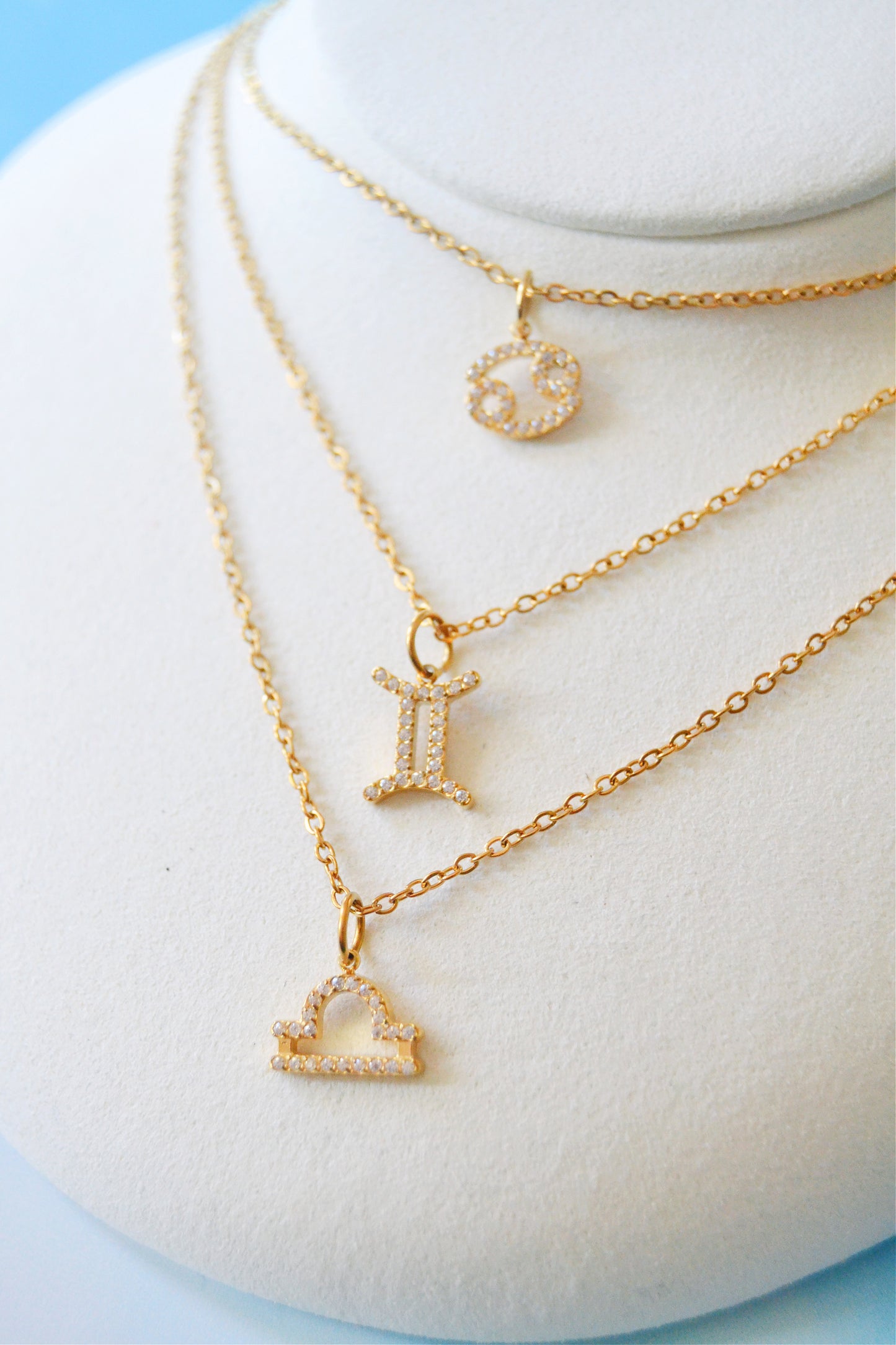 Rhinestone Zodiac Gold Plated Necklace