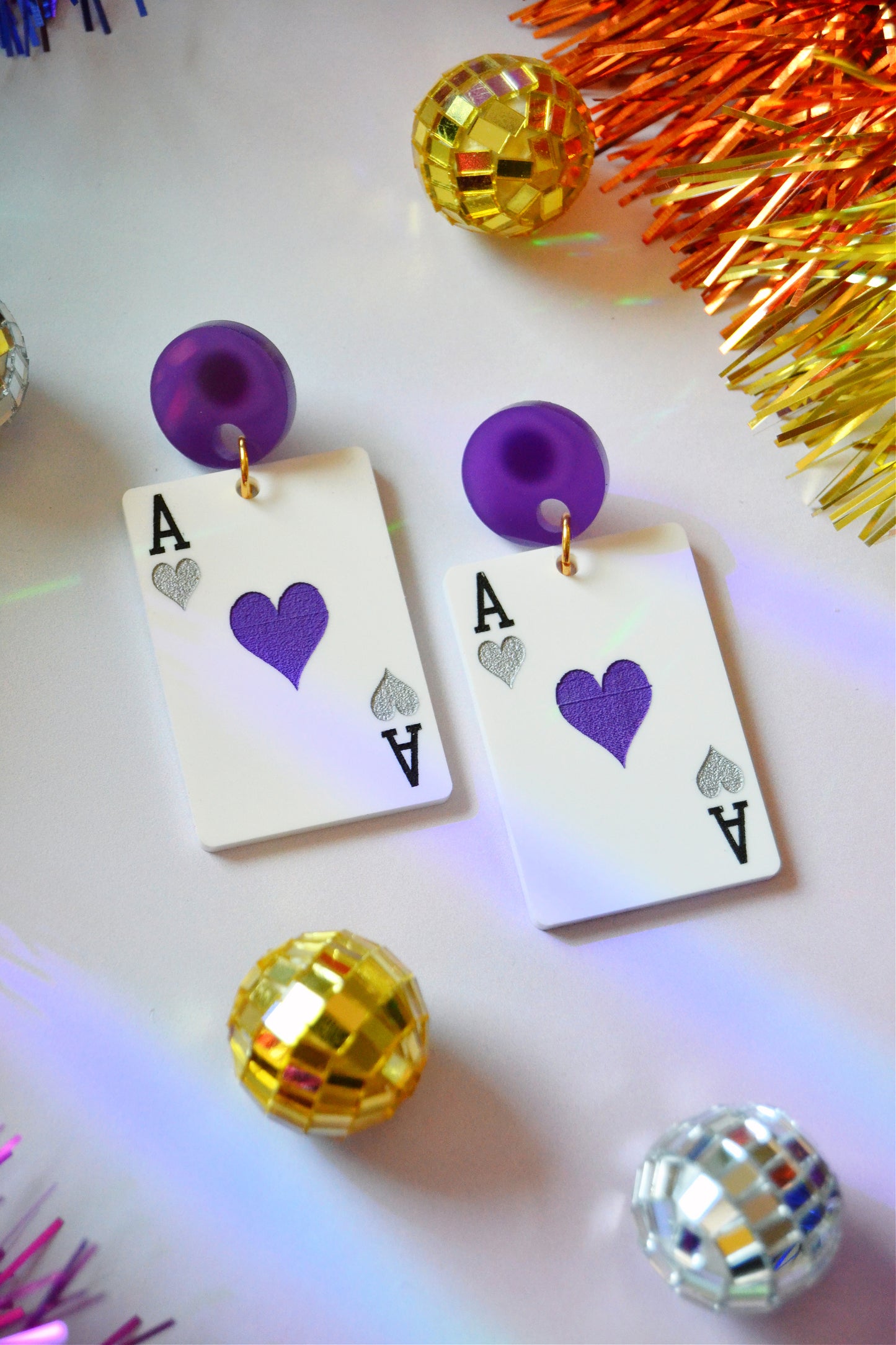 Asexual Card Earrings