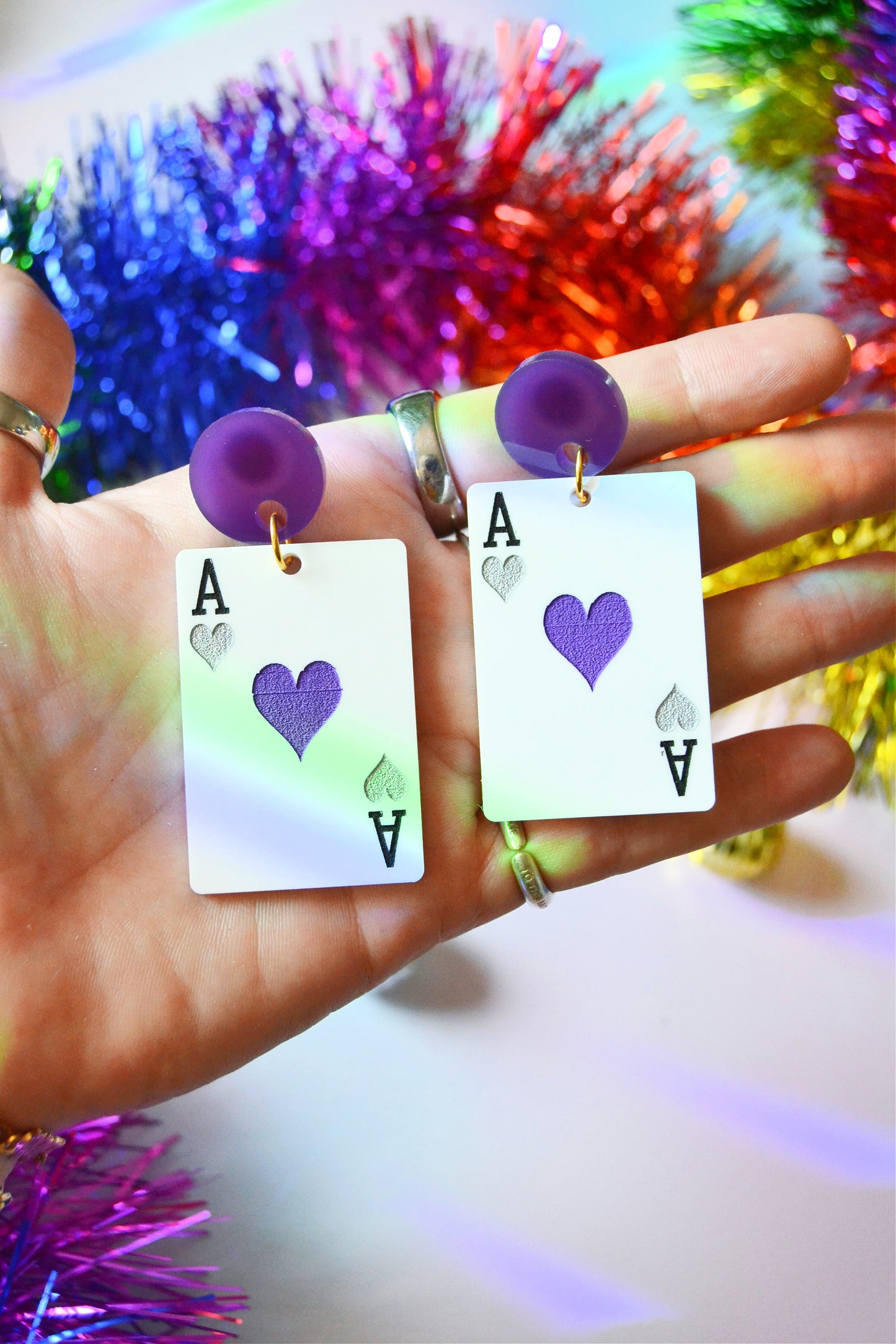 Asexual Card Earrings