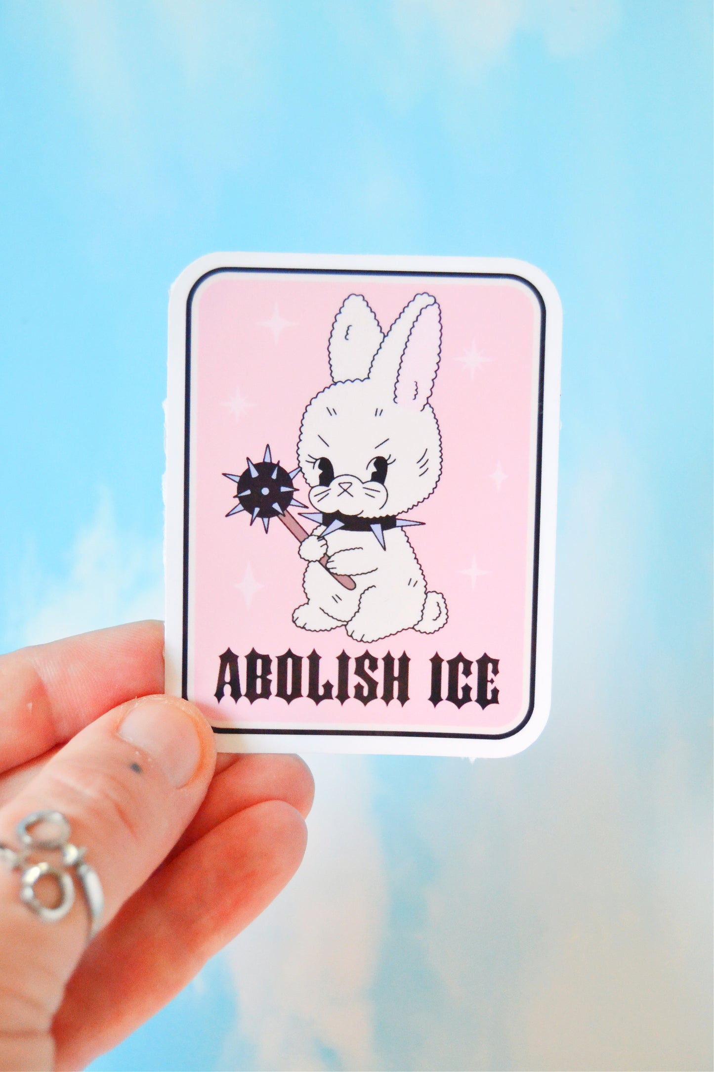 Abolish ICE Mean Bunny Vinyl Sticker