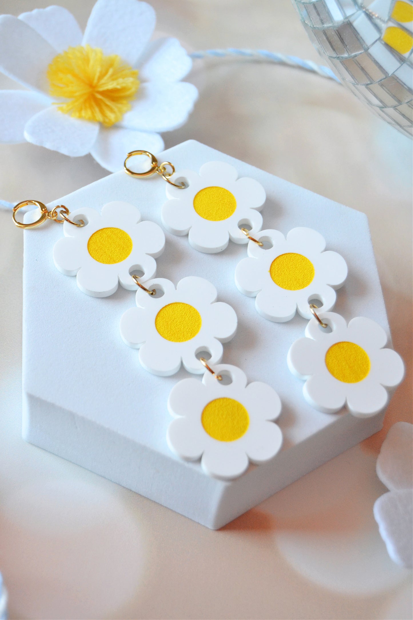 Triple Daisy Chain Earrings