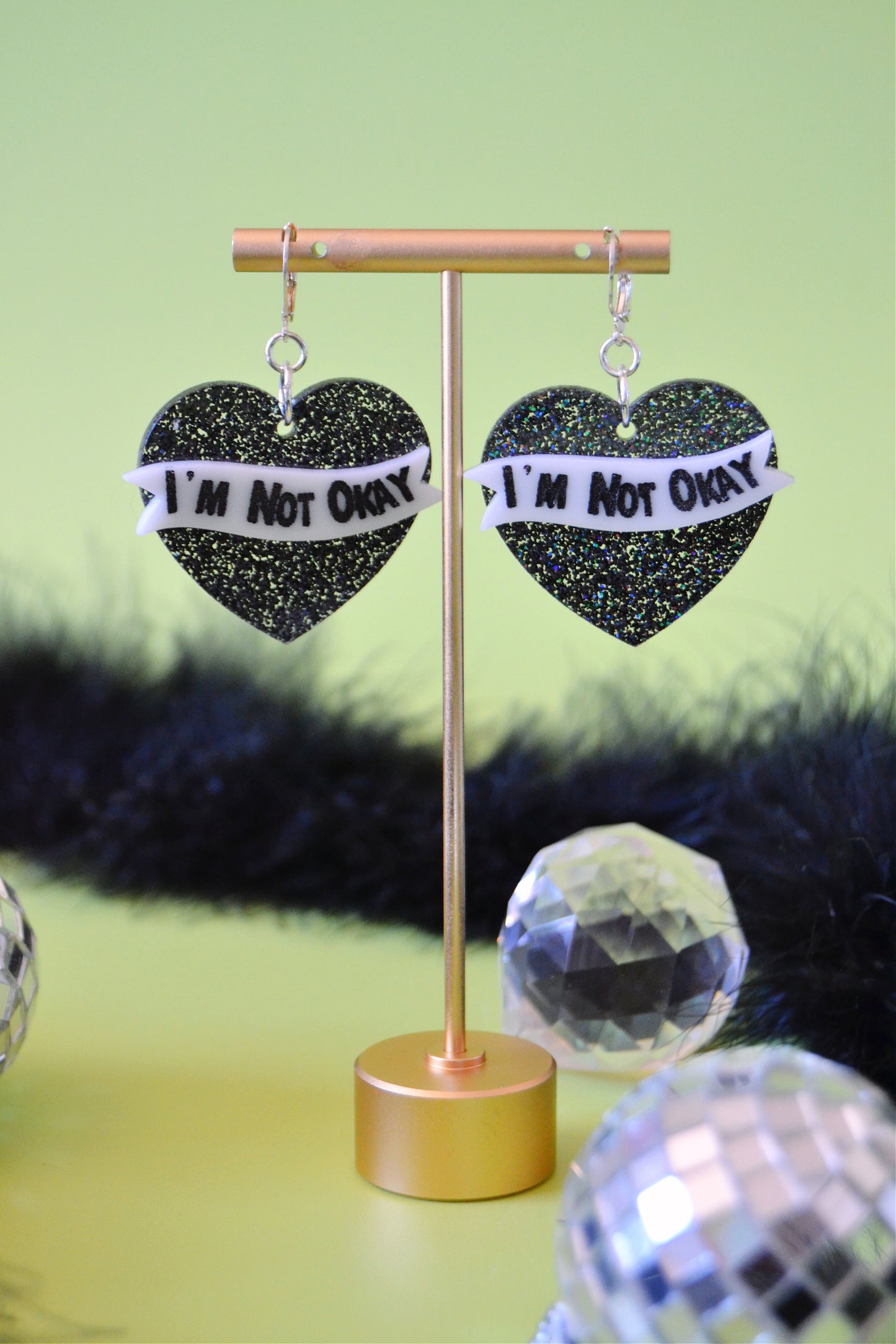 I'm Not Okay Heart Earrings