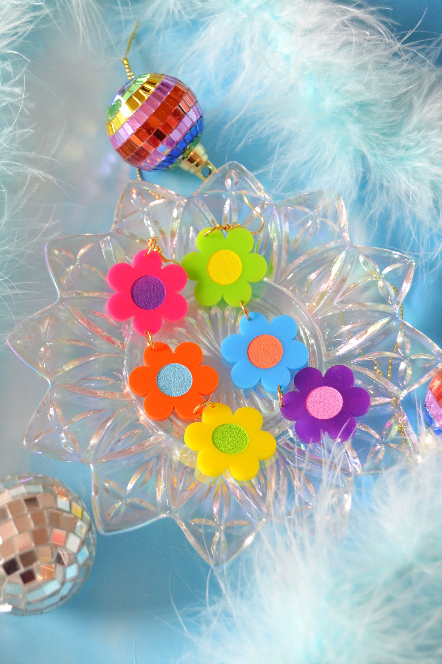 Rainbow Crazy Daisy Earrings