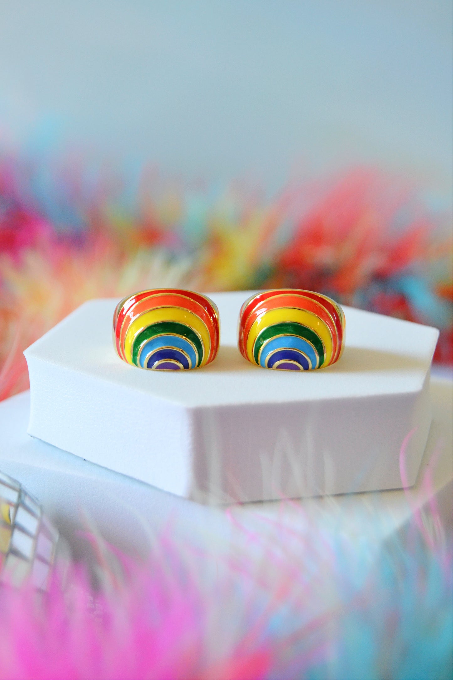 Rainbow Enamel Trendy Ring