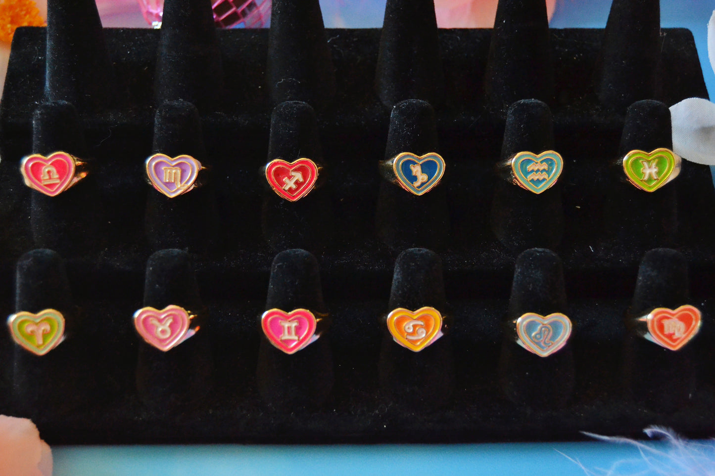 Zodiac Heart Rings