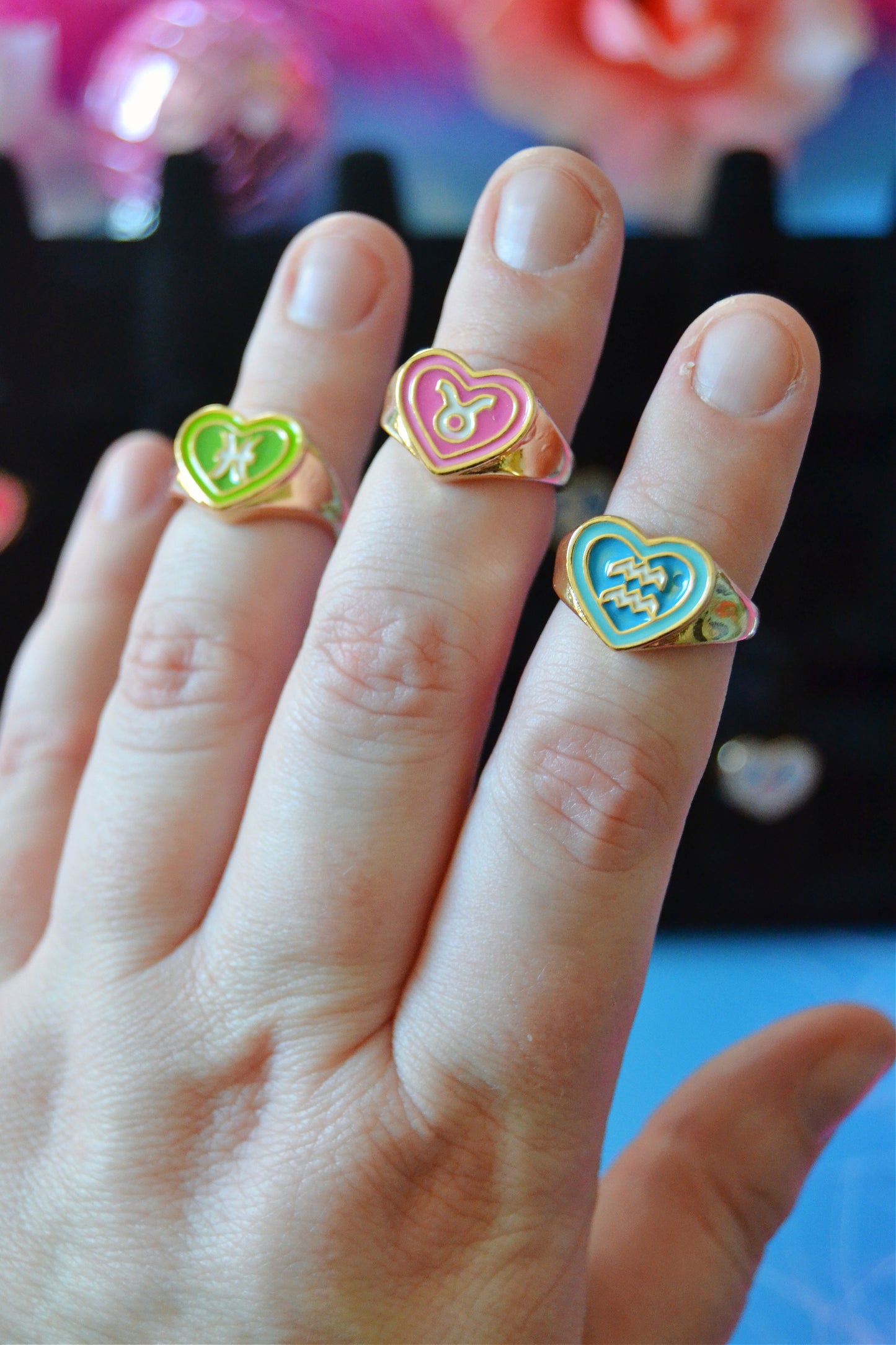 Zodiac Heart Rings