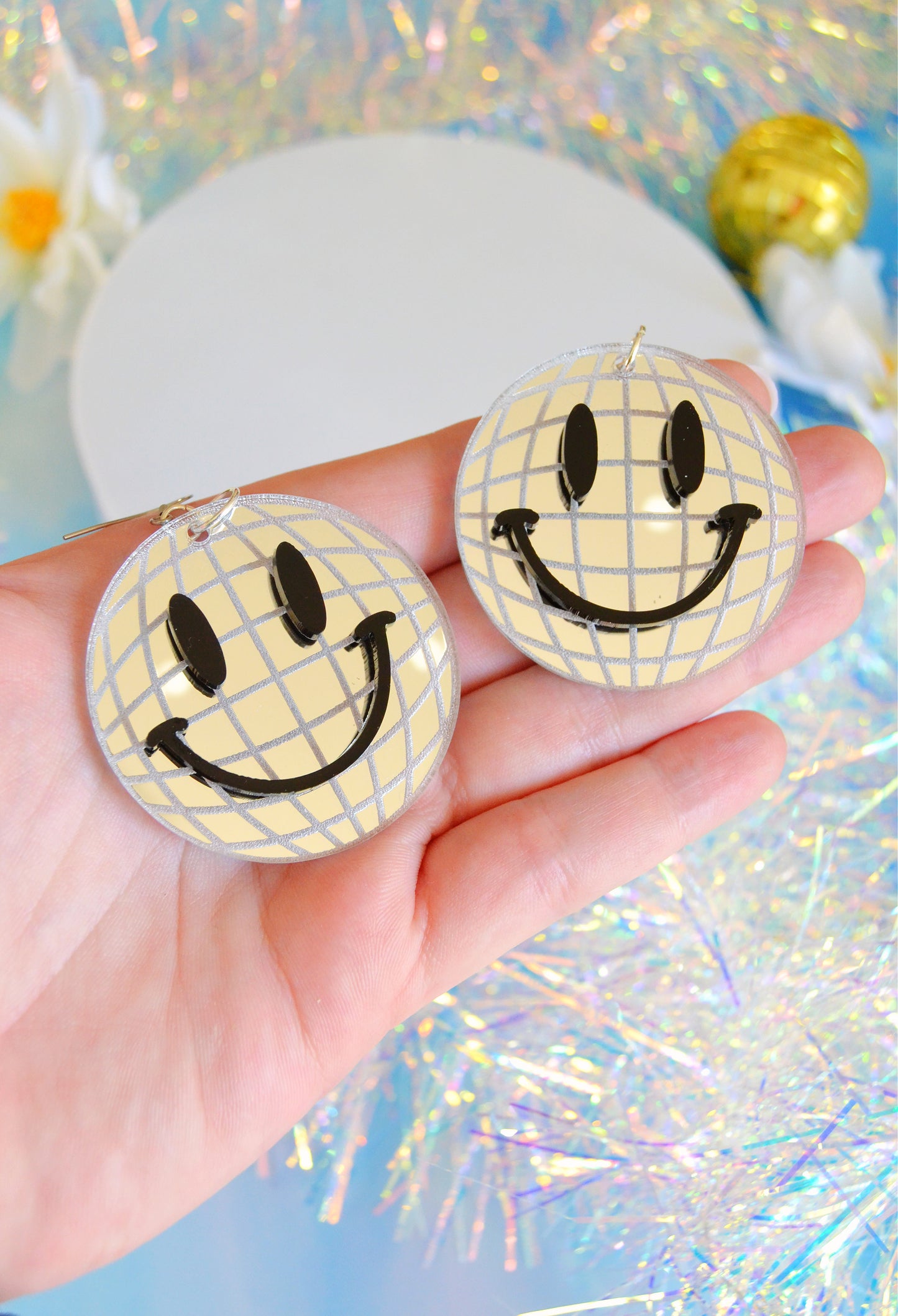Disco Smiley Earrings