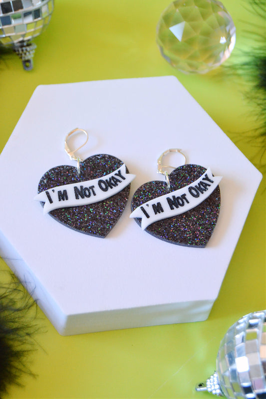 I'm Not Okay Heart Earrings