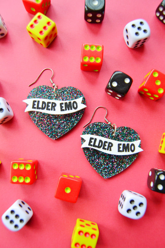 Elder Emo Heart Earrings