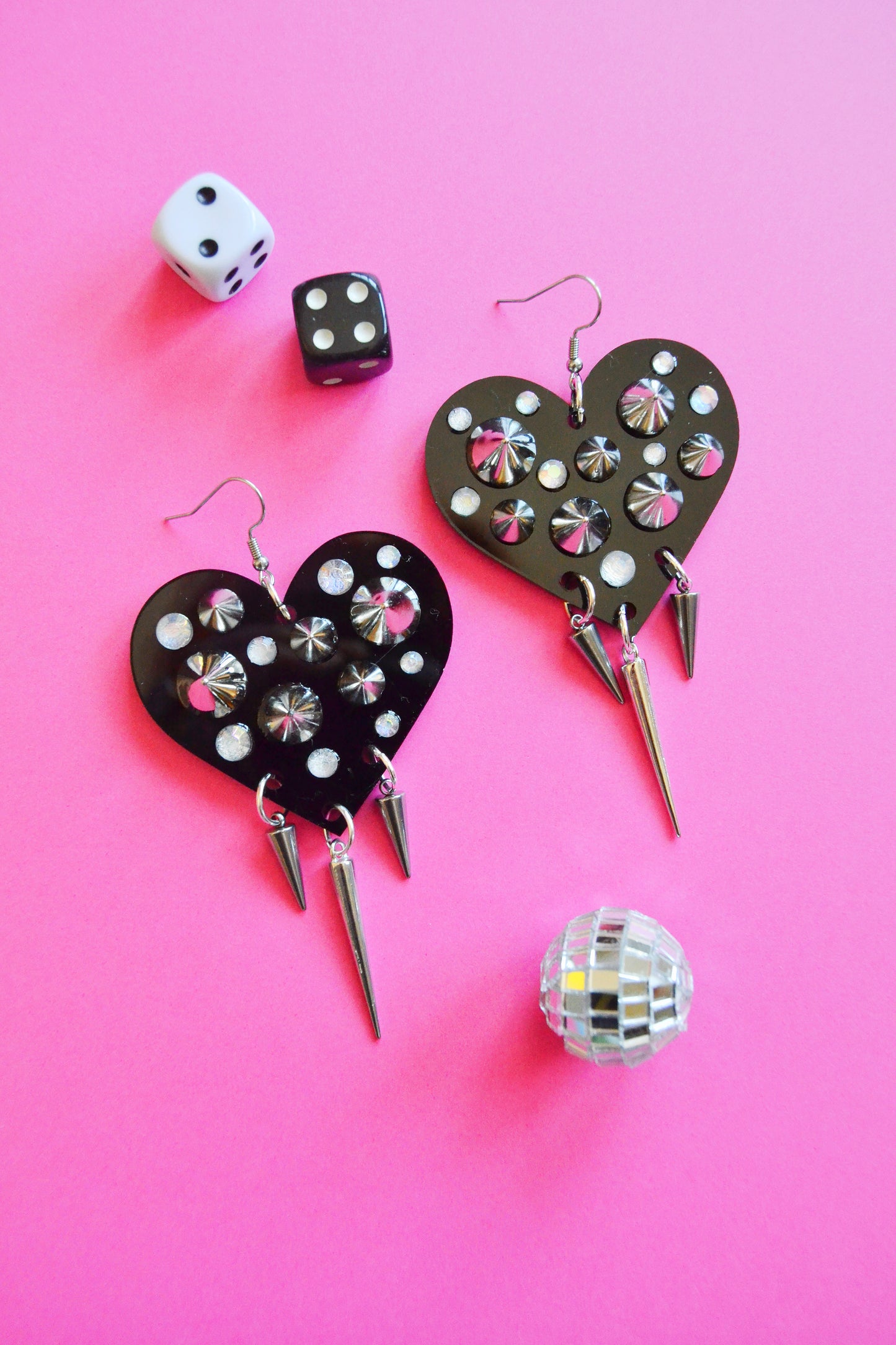 Studded & Spiked Heart Earrings