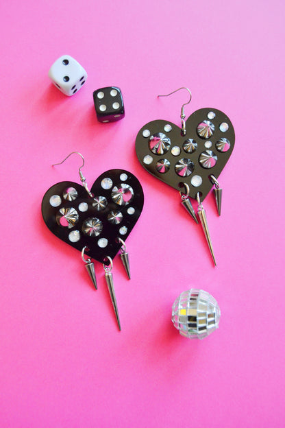 Studded & Spiked Heart Earrings