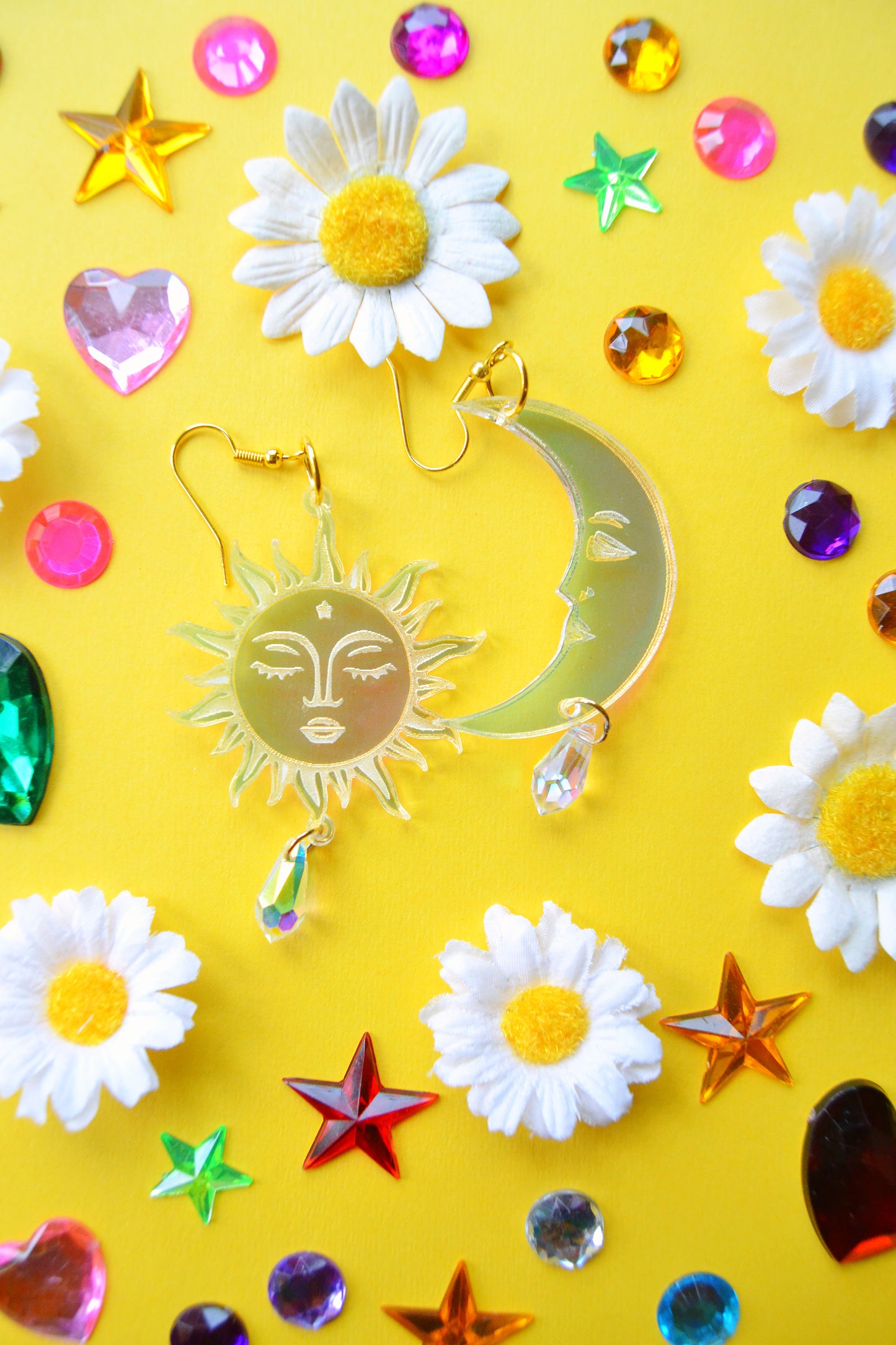 Celestial Sun Moon Suncatcher Earrings