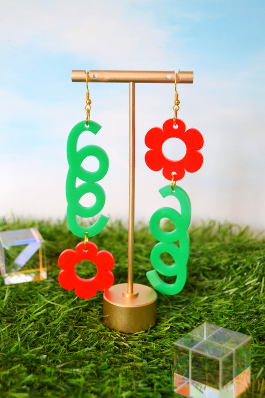 Whimsical Daisy Earrings in Red