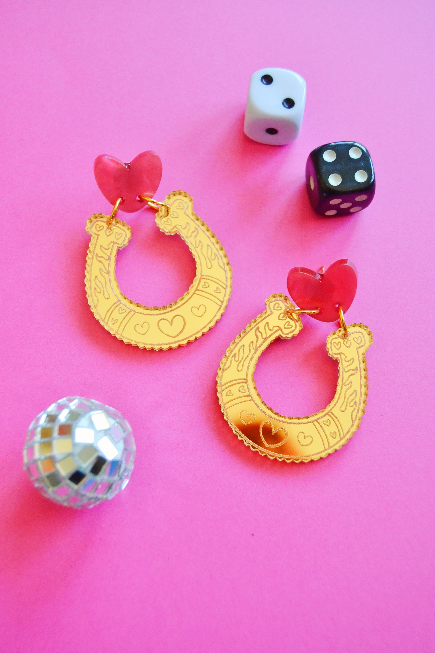 Flaming Horseshoe Earrings