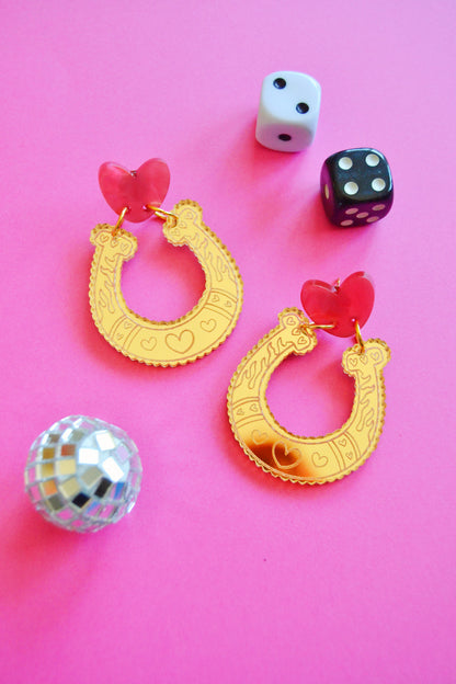 Flaming Horseshoe Earrings
