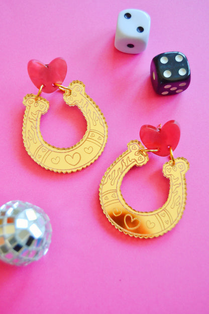 Flaming Horseshoe Earrings
