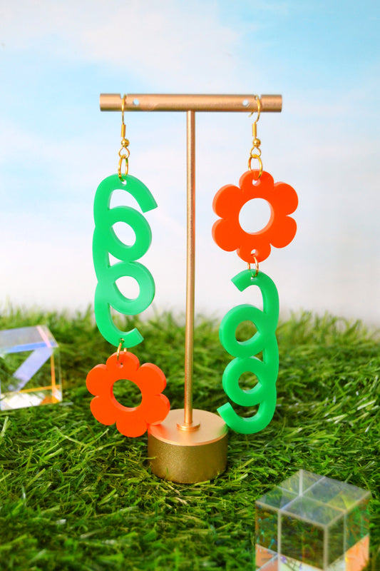 Whimsical Daisy Earrings in Orange