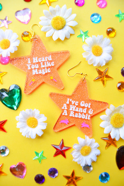 Wand and a Rabbit Star Earrings