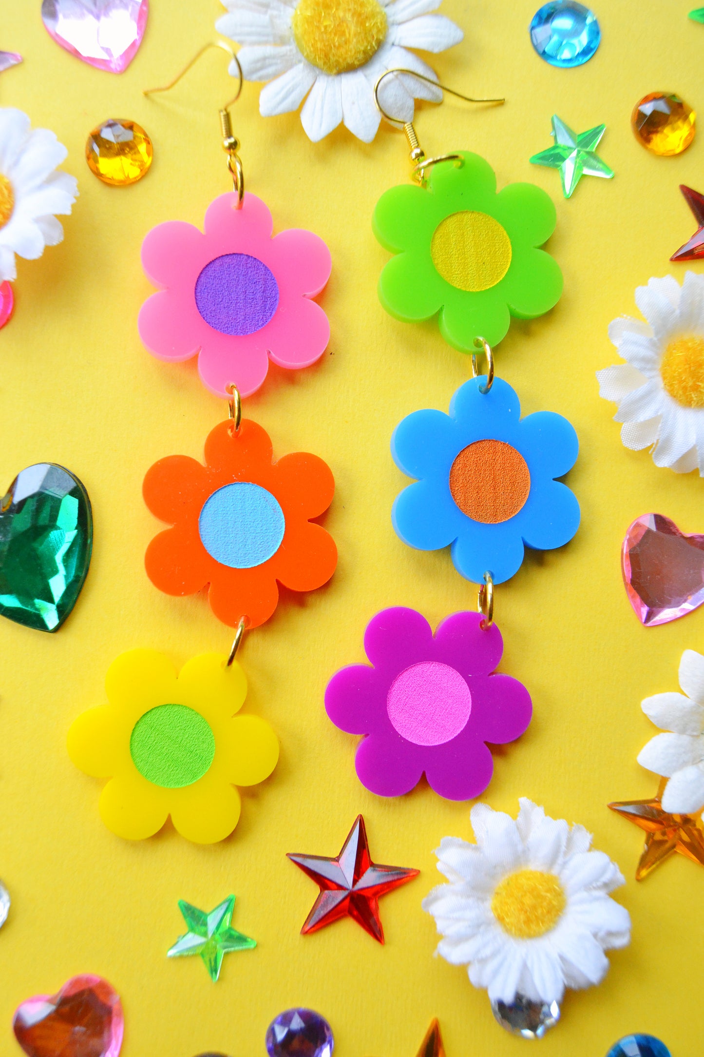 Rainbow Crazy Daisy Earrings