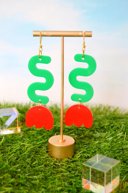 Groovy Tulip Earrings in Red