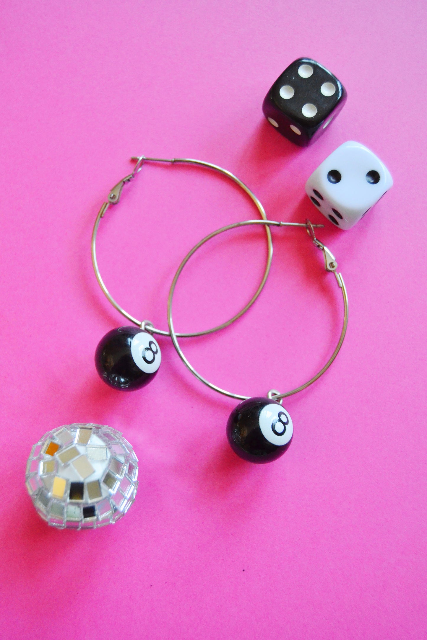 8 Ball Hoop Earrings