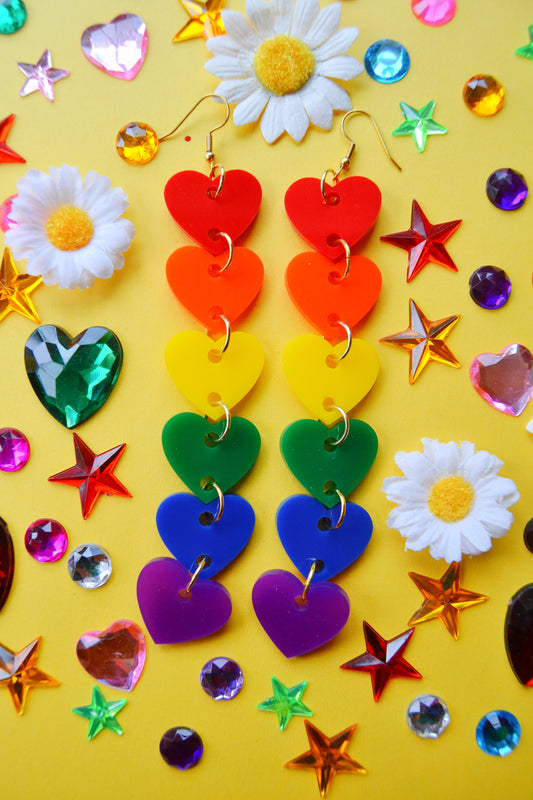 Rainbow Hearts Earrings