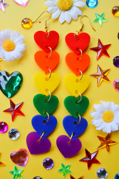 Rainbow Hearts Earrings